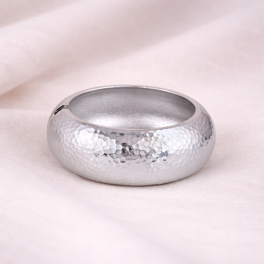 Hammered Silver Dome Cuff
