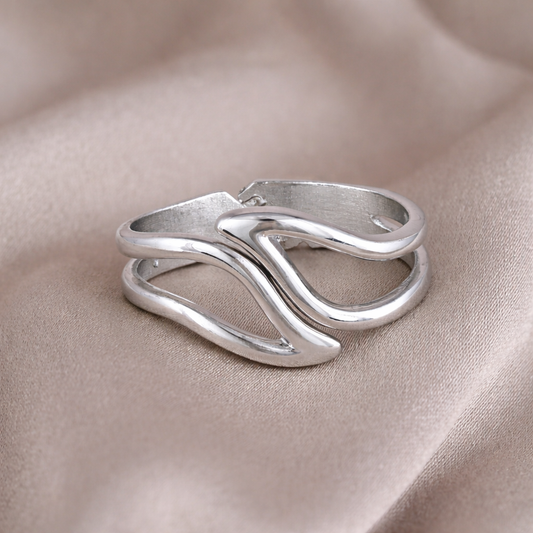 Silver Wave Open Cuff