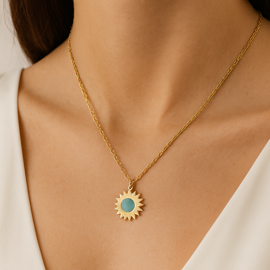 Golden Sunburst with Turquoise
