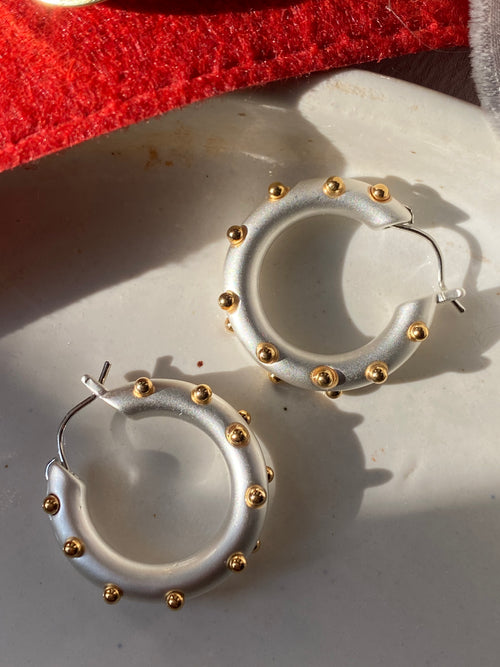 Lyca matte 3d hoops ( silver)