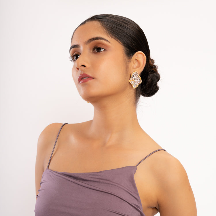 Dual Tone Kaju Katli Studs