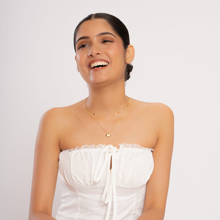 Dual Heart Choker Stack Necklace