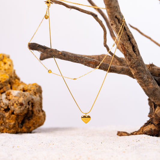 Dual Heart Choker Stack Necklace